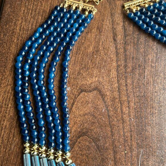 New Sophia & Kate Blue Gem color Gold Tone Necklace and Earrings statement - Picture 7 of 9